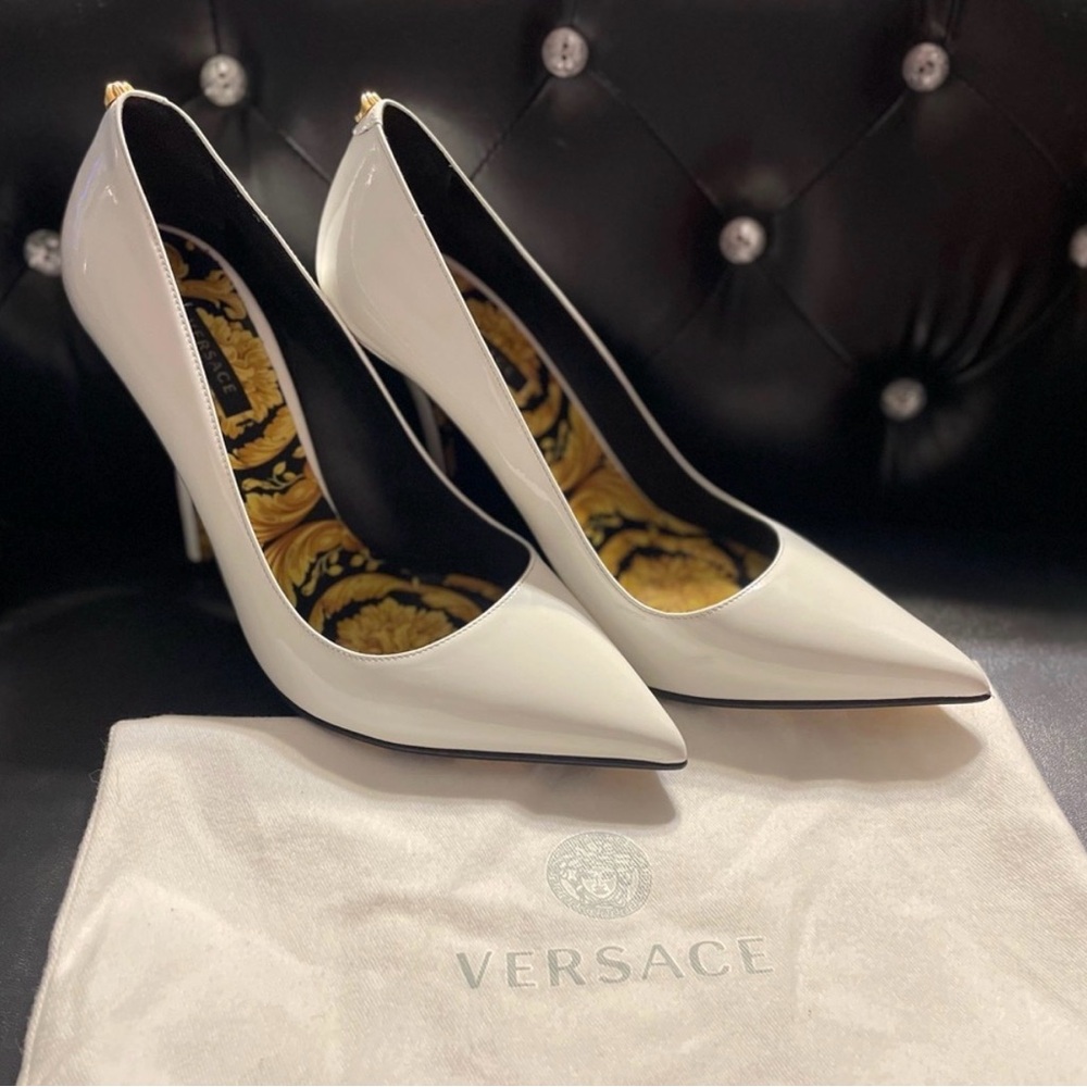 Versace White Pointed Toe Heels - image 1
